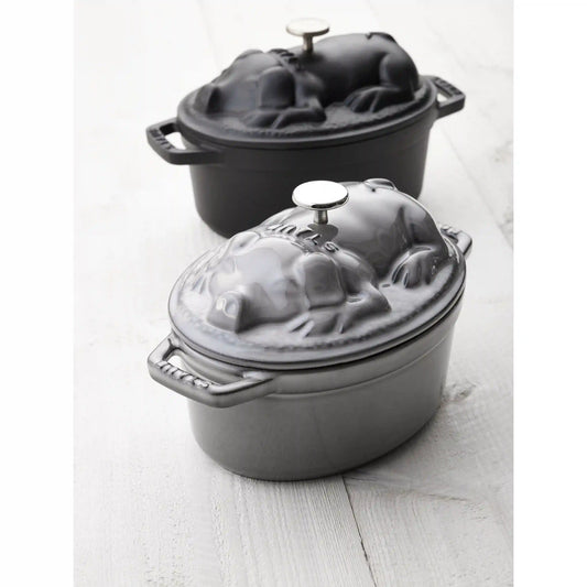 1 qt, Oval, Pig Dutch Oven, Graphite Grey