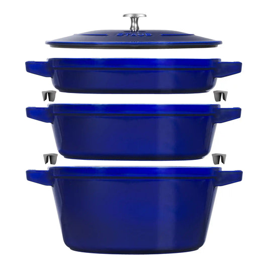 4-pc Stackable Cookware Set, Dark Blue, Cast Iron