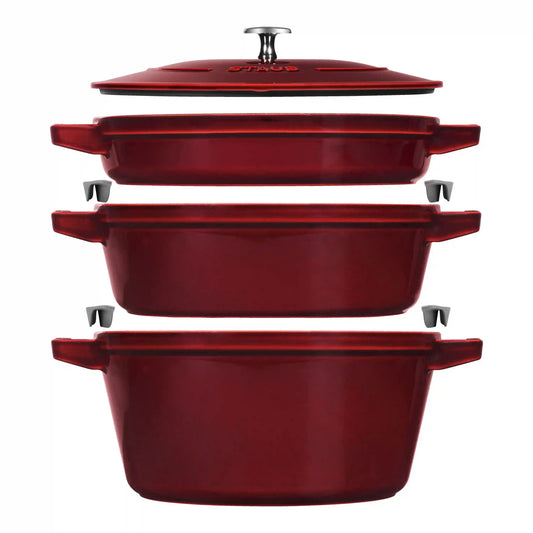 4-pc Stackable Cookware Set, Grenadine, Cast Iron