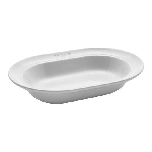 10-inch, oval serving dish, White