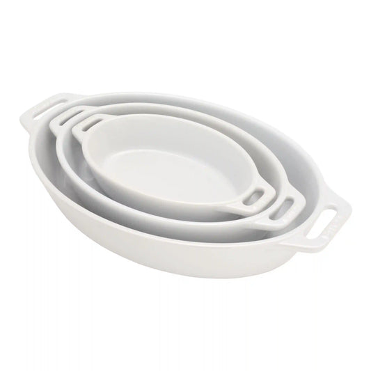 3-pc, Oval, Bakeware Set, White