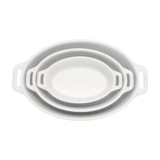 3-pc, Oval, Bakeware Set, White