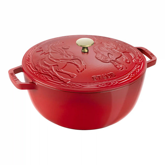 5 qt, Essential French Oven with Horse Lid, Cherry