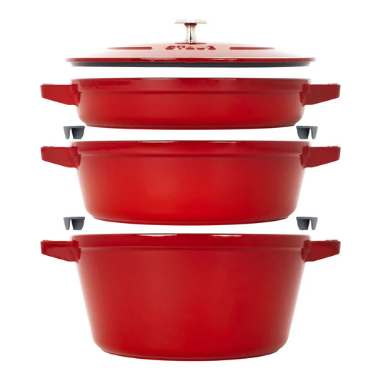 4-pc Stackable Cookware Set, Cherry, Cast Iron