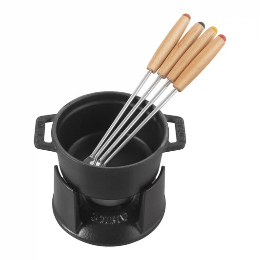 4-inch, 0.25-qt Mini Chocolate Fondue Set, Matte Black