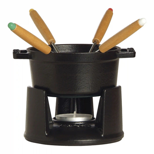 4-inch, 0.25-qt Mini Chocolate Fondue Set, Matte Black