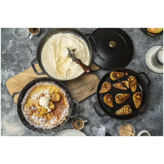 4-pc Stackable Cookware Set, Matte Black, Cast Iron