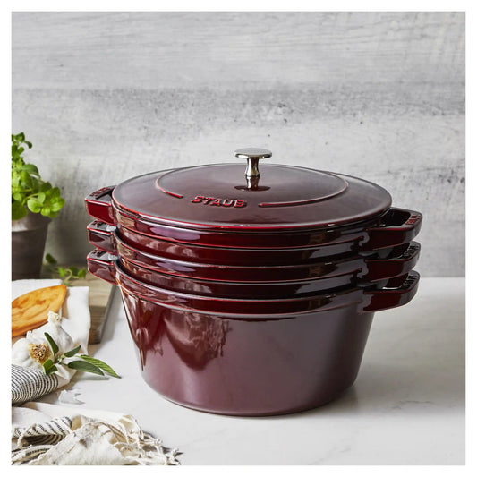 4-pc Stackable Cookware Set, Grenadine, Cast Iron