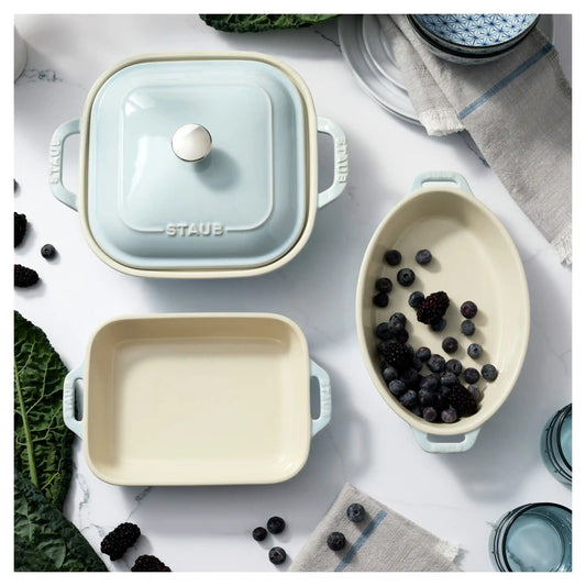 4-pc, Macaron Mixed Baking Dish Set, Light Blue