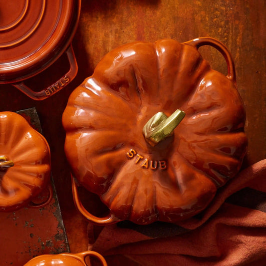 3.5 qt, Pumpkin, Dutch Oven With Gold Stem, Burnt Orange