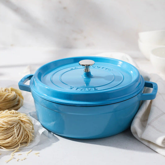 4 qt, Round, Shallow Wide Dutch Oven, French Blue